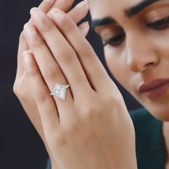 Lustro Stella Finest CZ Kite Shape Ring in Sterling Silver.  NWT - Picture 4 of 8